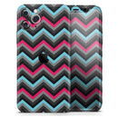 Sharp Pink & Teal Chevron Pattern - Protective Skin Wrap & Decal – Compatible with iPhone SE to iPhone 17 Pro Max (All Models)