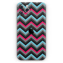 Sharp Pink & Teal Chevron Pattern - Protective Skin Wrap & Decal – Compatible with iPhone SE to iPhone 17 Pro Max (All Models)