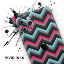 Sharp Pink & Teal Chevron Pattern - Protective Skin Wrap & Decal – Compatible with iPhone SE to iPhone 17 Pro Max (All Models)