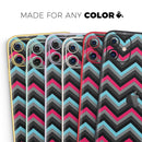 Sharp Pink & Teal Chevron Pattern - Protective Skin Wrap & Decal – Compatible with iPhone SE to iPhone 17 Pro Max (All Models)