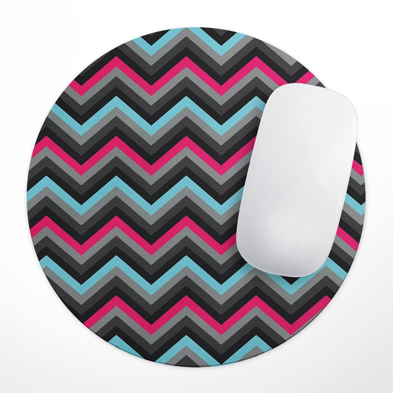 Sharp Pink & Teal Chevron Pattern// WaterProof Rubber Foam Backed Anti-Slip Mouse Pad for Home Work Office or Gaming Computer Desk