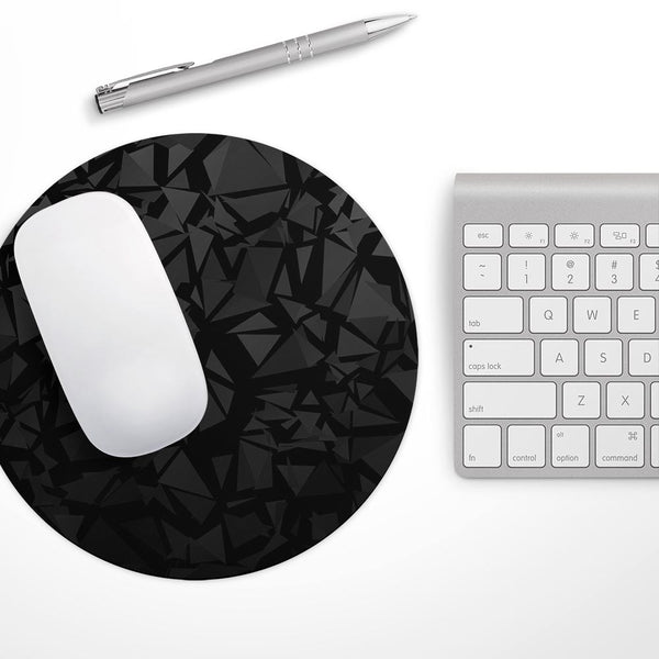 Shattered Black Polygon// WaterProof Rubber Foam Backed Anti-Slip Mouse Pad for Home Work Office or Gaming Computer Desk