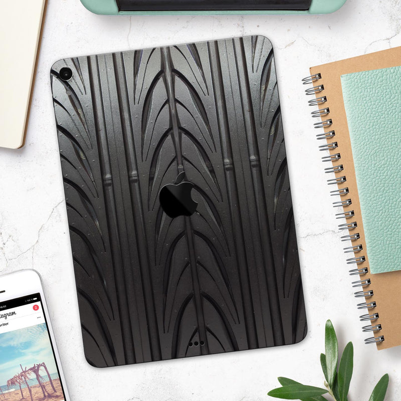 Shiny Black Tire Tread - Full Body Skin Decal for the Apple iPad Pro 12.9", 11", 10.5", 9.7", Air or Mini (All Models Available)