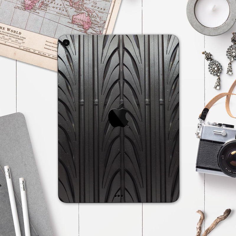 Shiny Black Tire Tread - Full Body Skin Decal for the Apple iPad Pro 12.9", 11", 10.5", 9.7", Air or Mini (All Models Available)