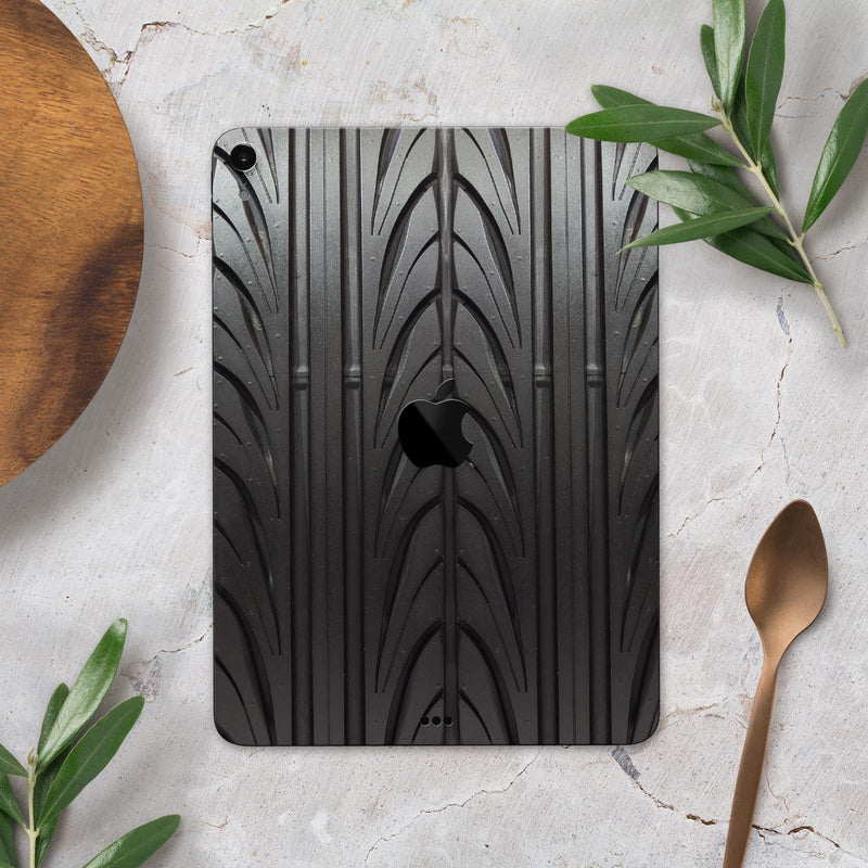 Shiny Black Tire Tread - Full Body Skin Decal for the Apple iPad Pro 12.9", 11", 10.5", 9.7", Air or Mini (All Models Available)
