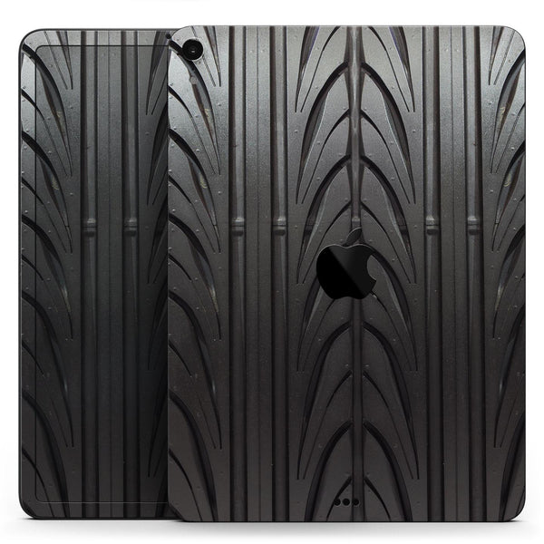 Shiny Black Tire Tread - Full Body Skin Decal for the Apple iPad Pro 12.9", 11", 10.5", 9.7", Air or Mini (All Models Available)