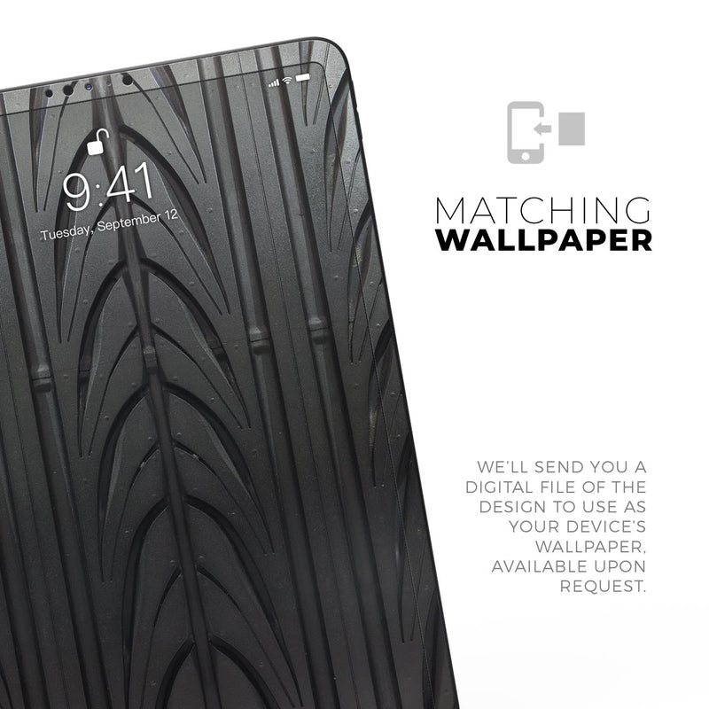 Shiny Black Tire Tread - Full Body Skin Decal for the Apple iPad Pro 12.9", 11", 10.5", 9.7", Air or Mini (All Models Available)