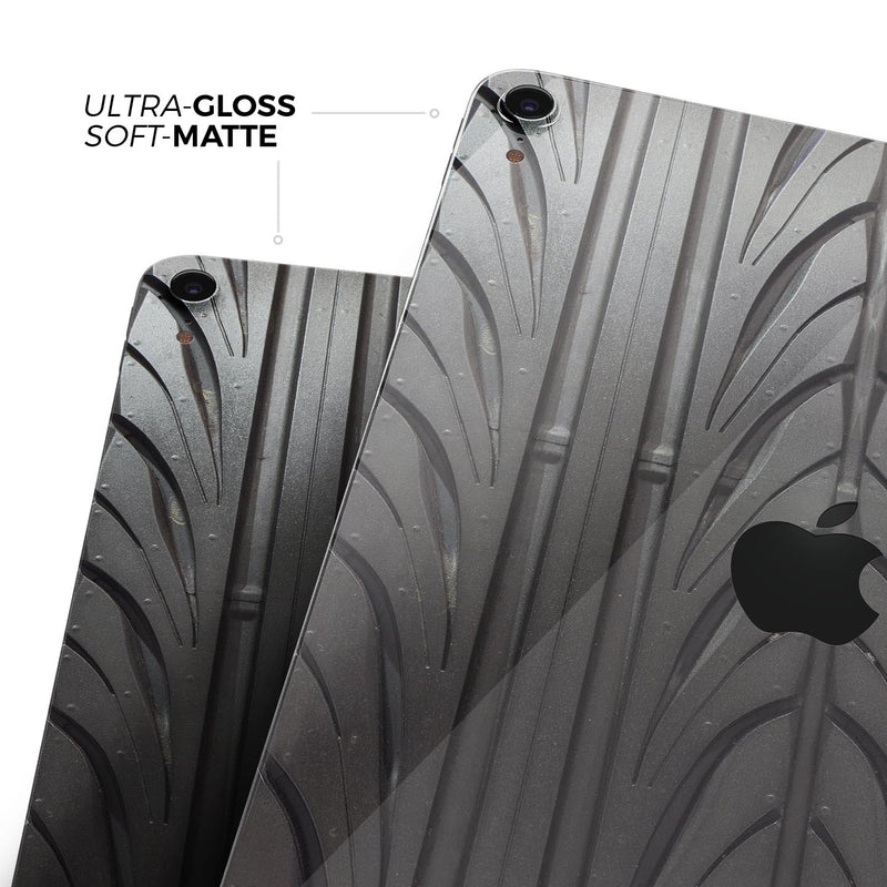 Shiny Black Tire Tread - Full Body Skin Decal for the Apple iPad Pro 12.9", 11", 10.5", 9.7", Air or Mini (All Models Available)
