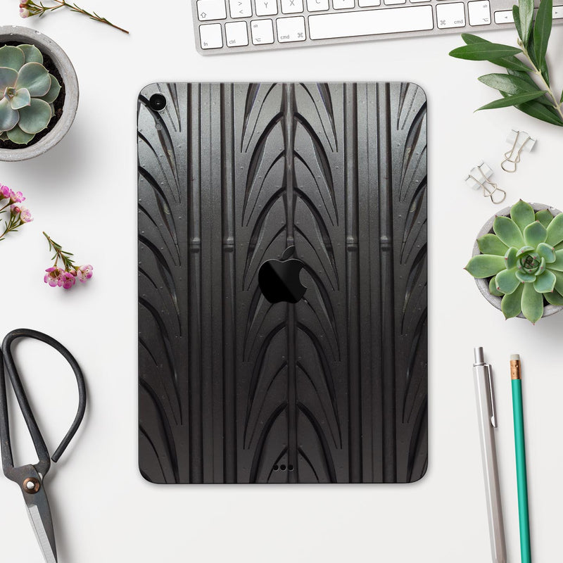 Shiny Black Tire Tread - Full Body Skin Decal for the Apple iPad Pro 12.9", 11", 10.5", 9.7", Air or Mini (All Models Available)