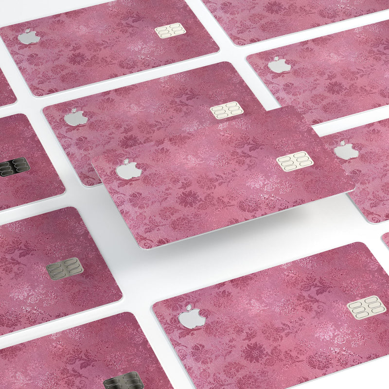 Shiny Pink Floral Pattern - Premium Protective Decal Skin-Kit for the Apple Credit Card