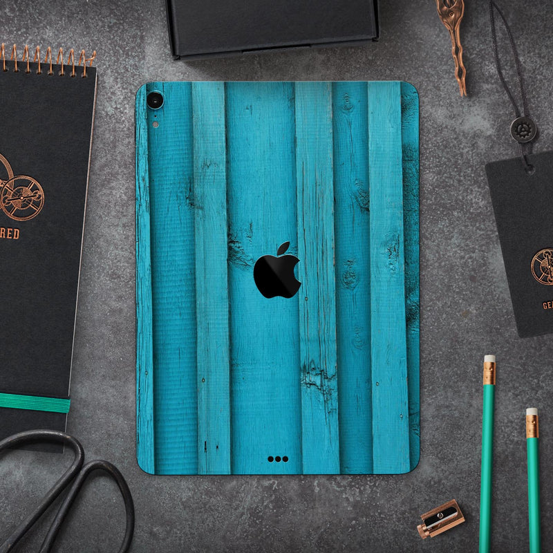 Signature Blue Wood Planks - Full Body Skin Decal for the Apple iPad Pro 12.9", 11", 10.5", 9.7", Air or Mini (All Models Available)