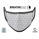 Silver Glitter and White Quatrefoil - Made in USA Mouth Cover Unisex Anti-Dust Cotton Blend Reusable & Washable Face Mask with Adjustable Sizing for Adult or Child