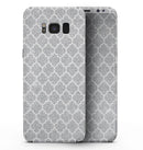 Silver Glitter and White Quatrefoil - Samsung Galaxy S8 Full-Body Skin Kit
