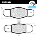 Silver and White Damask Pattern - Made in USA Mouth Cover Unisex Anti-Dust Cotton Blend Reusable & Washable Face Mask with Adjustable Sizing for Adult or Child