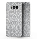 Silver and White Damask Pattern - Samsung Galaxy S8 Full-Body Skin Kit
