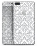 Silver and White Damask Pattern - Skin-kit for the iPhone 8 or 8 Plus