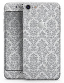 Silver and White Damask Pattern - Skin-kit for the iPhone 8 or 8 Plus