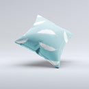 Simple White Feathered Blue ink-Fuzed Decorative Throw Pillow