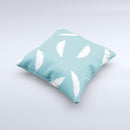 Simple White Feathered Blue ink-Fuzed Decorative Throw Pillow