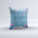 Sketched Blue Word Surface Ink-Fuzed Decorative Throw Pillow