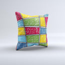 Sketched Colorful Uneven Panels ink-Fuzed Decorative Throw Pillow