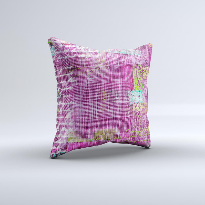 Sketched Pink Word Surface Ink-Fuzed Decorative Throw Pillow