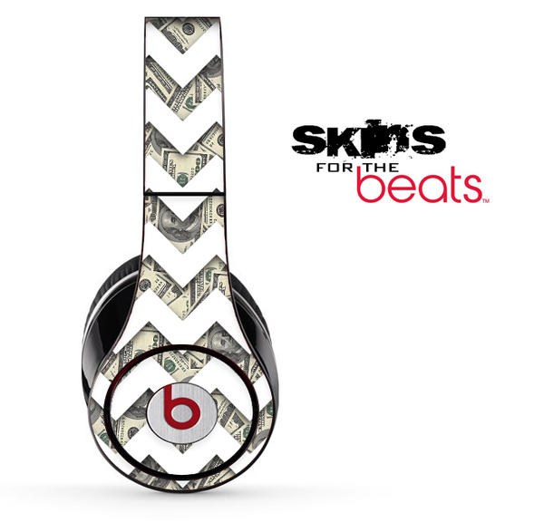 Money Bills and White Chevron Pattern Skin for the Beats by Dre Solo, Studio, Wireless, Pro or Mixr