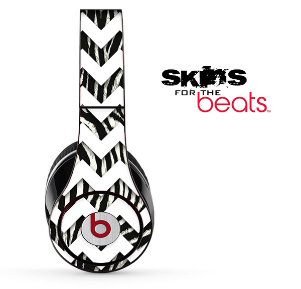 Zebra Real and White Chevron Pattern Skin for the Beats by Dre Solo, Studio, Wireless, Pro or Mixr