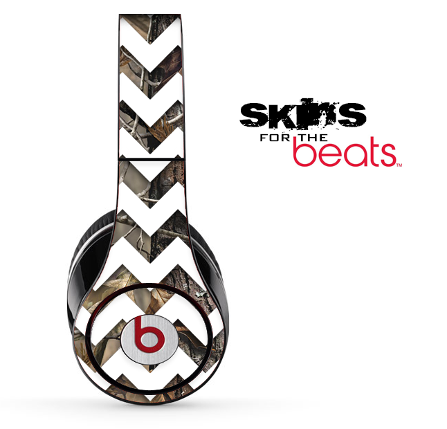 Real Camo and White Chevron Pattern Skin for the Beats by Dre Solo, Studio, Wireless, Pro or Mixr