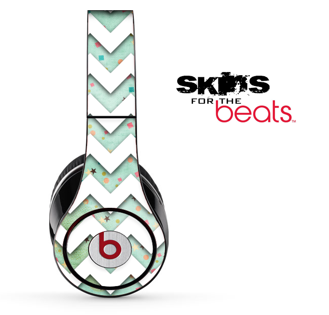 Vintage Green Spots and White Chevron Pattern Skin for the Beats by Dre Solo, Studio, Wireless, Pro or Mixr