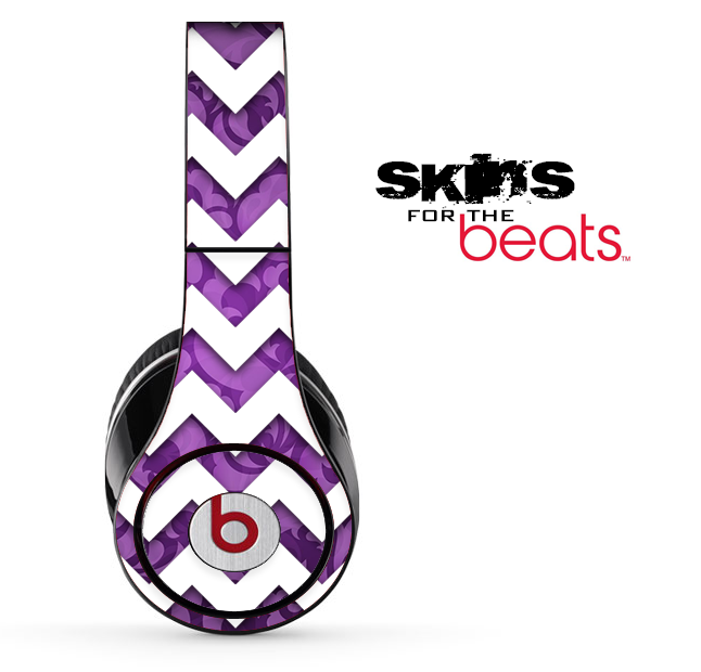 Purple Paisley and White Chevron Pattern Skin for the Beats by Dre Solo, Studio, Wireless, Pro or Mixr