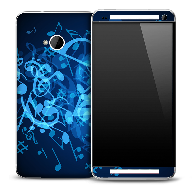 Neon Blue Notes Skin for the HTC One Phone