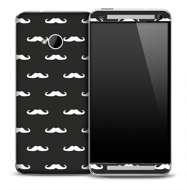 Black & White Mustache Skin for the HTC One Phone
