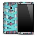 Turquoise Lace Up Skin for the HTC One Phone