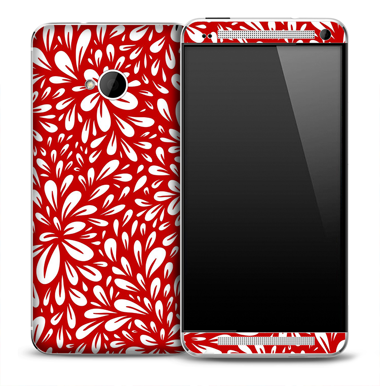 Red & White Flowers Skin for the HTC One Phone