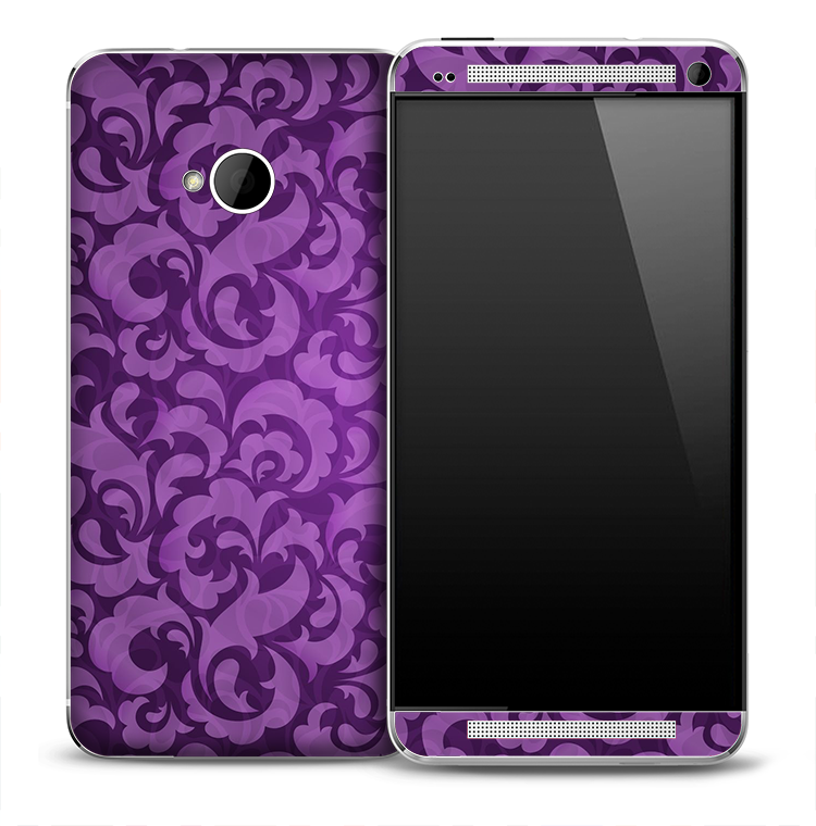 Bi-Color Purple Floral Skin for the HTC One Phone