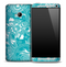Turquoise White Floral Skin for the HTC One Phone