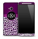 Custom Purple Leopard Monogram Skin for the HTC One Phone