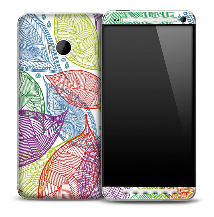 Colorful Leaf Skeleton Skin for the HTC One Phone