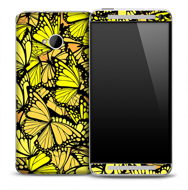 Vibrant Yellow Butterfly Skin for the HTC One Phone