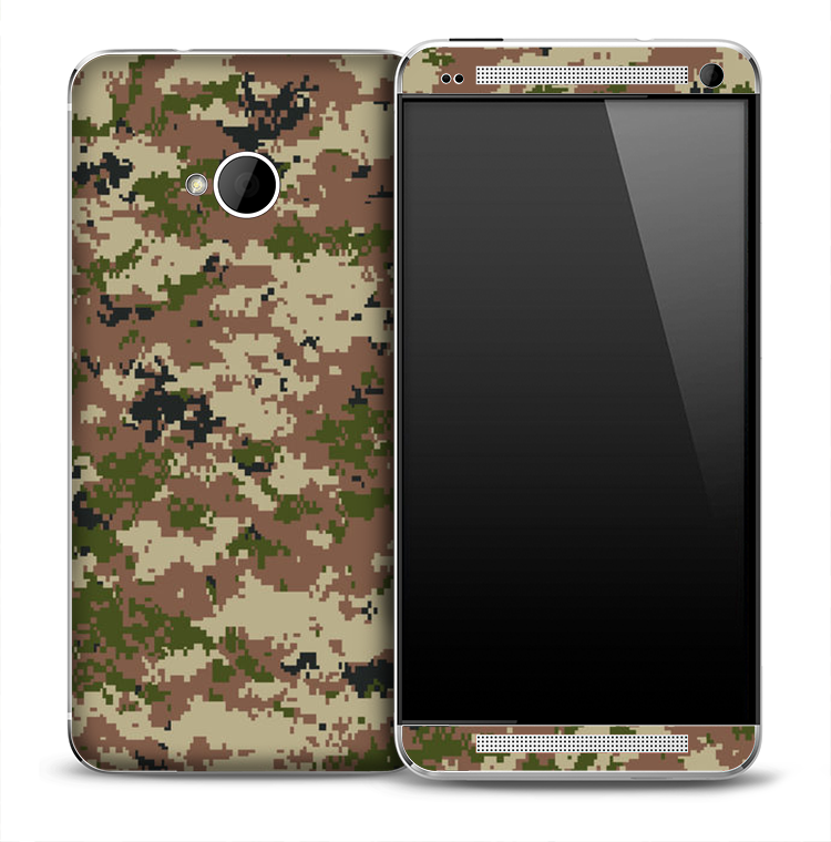 Green & Brown Digital Camo Skin for the HTC One Phone
