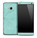 Turquoise Checker Fabric Skin for the HTC One Phone