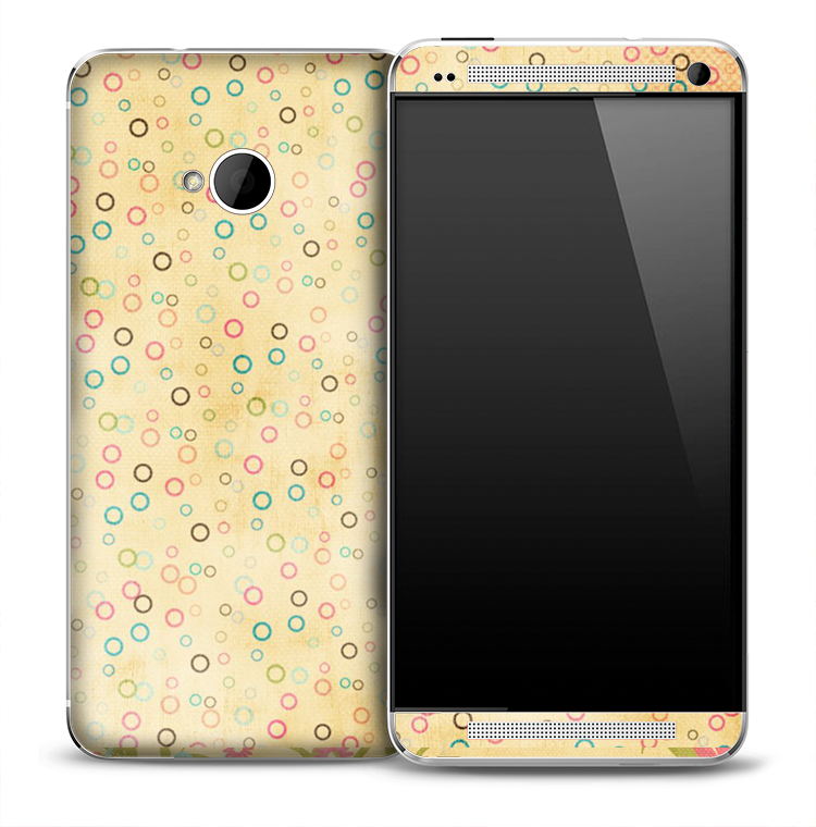 Vintage Yellow Colorful Circles Skin for the HTC One Phone