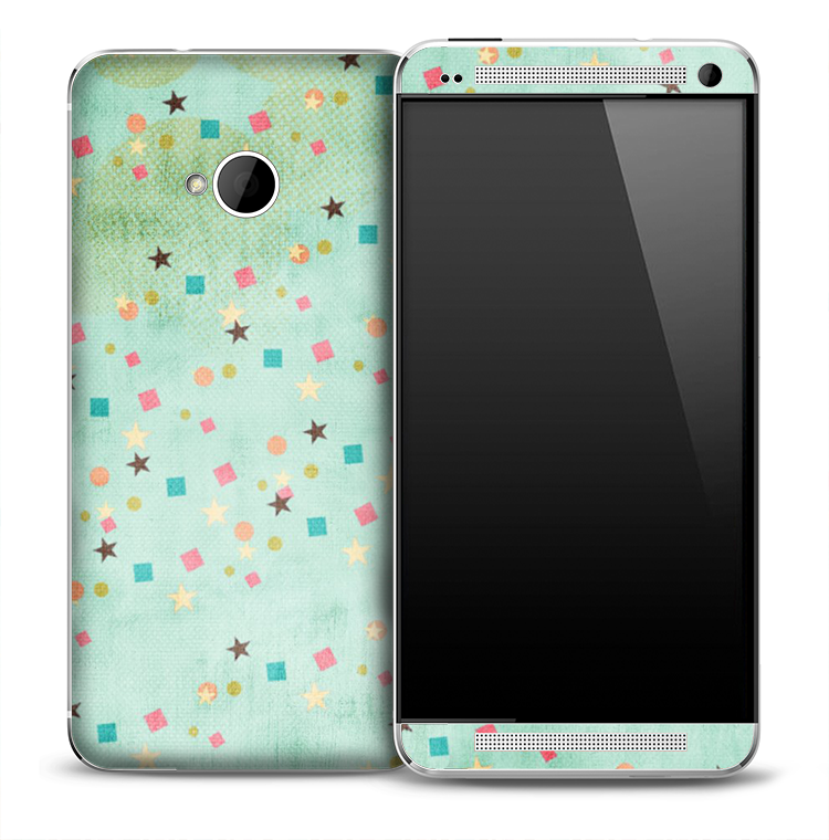 Turquoise Colorful Shapes Skin for the HTC One Phone