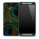 Vivid Double Peacock Feather Skin for the HTC One Phone