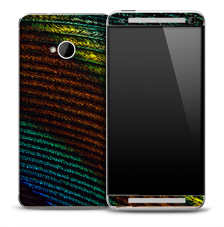 Close Peacock Feather Skin for the HTC One Phone