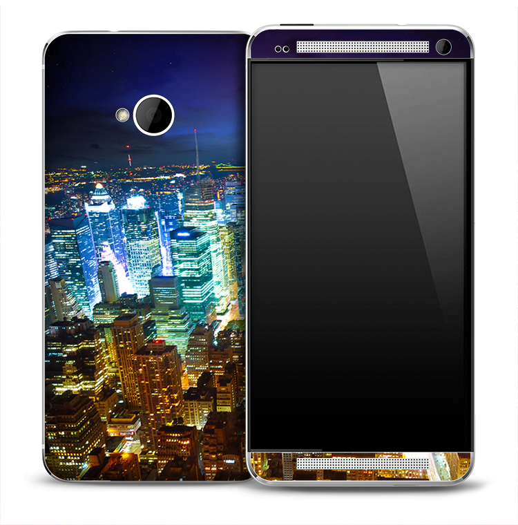 NYC Skyline Night Skin for the HTC One Phone