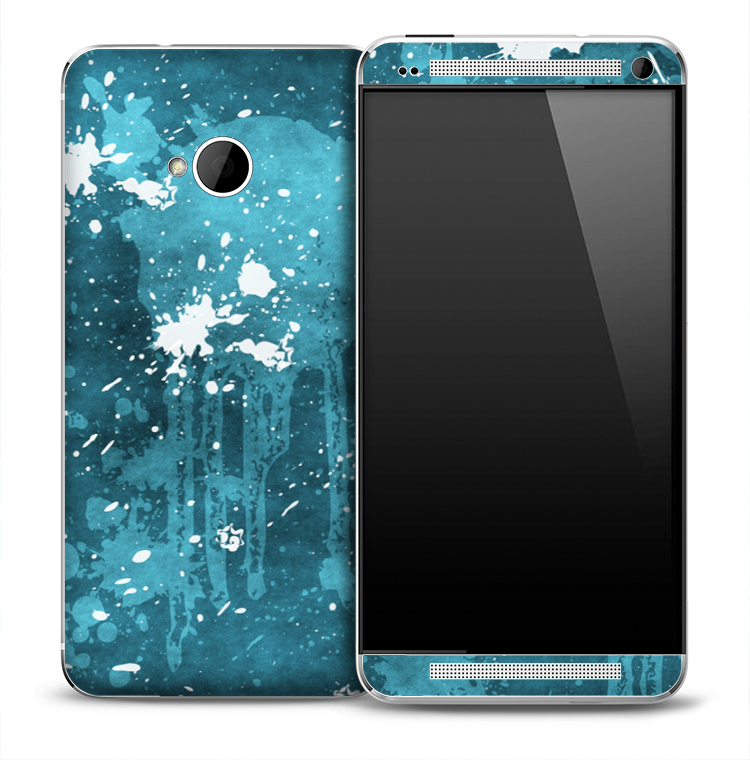 Blue Paint Splatter Skin for the HTC One Phone