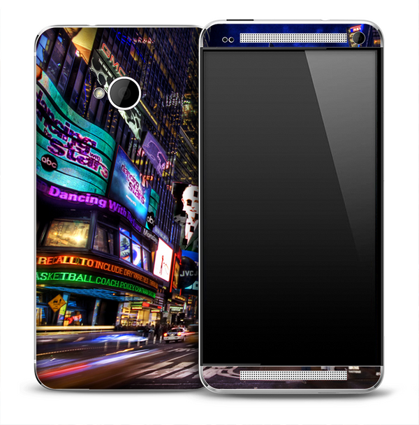 Flashing Times Square Skin for the HTC One Phone