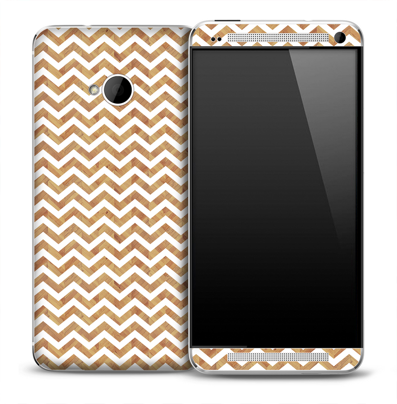 White and Woodgrain Pattern Skin for the HTC One Phone